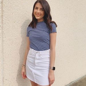 h and m white denim skirt